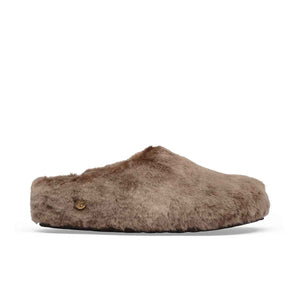 Birkenstock Amsterdam Wrapped Shearling Gray Taupe כפכפי בירקנשטוק אמסטרדם טיופ לנשים