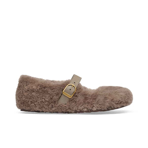 Birkenstock Santa Clarita Shearling Upper Gray Taupe כפכפי בירקנשטוק סנטה קלריטה לנשים