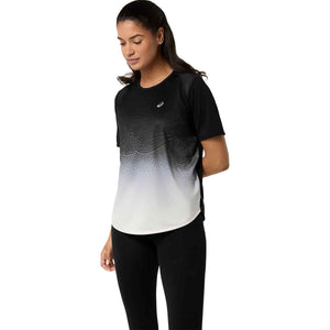 Asics Road Fade SS Top Women Black Cream חולצת ריצה לנשים