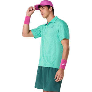 Asics Match Jacquard Polo SS Top Men Aurora Green חולצת פולו טניס לגברים