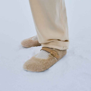 Birkenstock Santa Clarita Shearling Upper Sandcastle כפכפי בירקנשטוק סנטה קלריטה לנשים