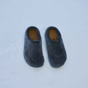 Birkenstock Amsterdam Wrapped Shearling Anthracite כפכפי בירקנשטוק אמסטרדם לנשים