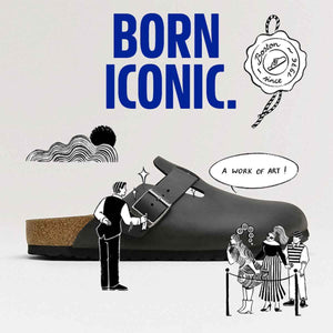 Birkenstock Boston Oiled Leather Black כפכפי בירקנשטוק יוניסקס בוסטון שחור עור