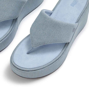 Fit Flop Platfformss Wedge Toe Post Light Denim סנדלי פיטפלופ לנשים
