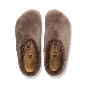 Birkenstock Amsterdam Wrapped Shearling Gray Taupe כפכפי בירקנשטוק אמסטרדם טיופ לנשים