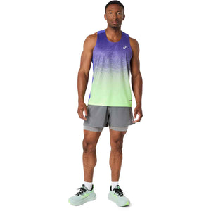 Asics Road Fade Singlet Men Cobalt Burst Illuminate Green גופיית ריצה לגבר אסיקס