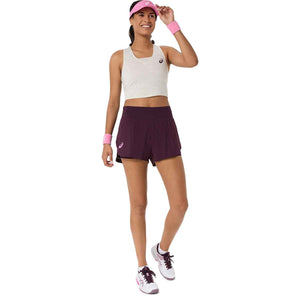Asics Match Laser Cut Short Women Dark Aubergine מכנסי טניס לנשים