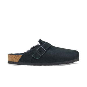 Birkenstock Boston Fur Black כפכפי בירקנשטוק בוסטון פרווה לנשים