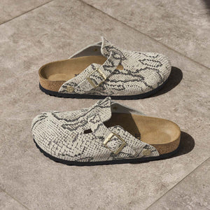 Birkenstock Boston Print Snake Oyster כפכפי בירקנשטוק בוסטון לנשים