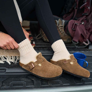Birkenstock Boston Shearling Dark Tea כפכפי בירקנשטוק בוסטון לנשים