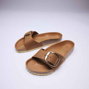 Birkenstock Madrid Big Buckel Leather Cognac כפכפי בירקנשטוק מדריד לנשים