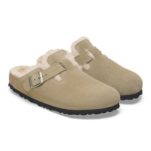 Birkenstock Boston Shearling Taupe כפכפי בירקנשטוק בוסטון פרווה טיופ לנשים