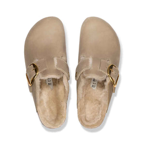 Birkenstock Boston Big Buckle Shearling Tabacco Brown כפכפי בירקנשטוק בוסטון פרווה לנשים