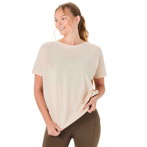 Asics Nagino Oversized Short Sleeve Top Women Oatmeal חולצת אוברסייז לנשים