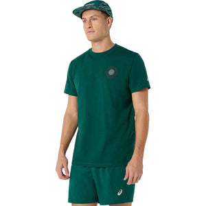 Asics Padel Court Graphic SS Top Men Jewel Green חולצת אסיקס פאדל לגברים