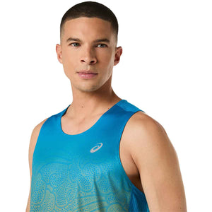 Asics Road Fade Singlet Men Aegean Blue Yamabuki גופיית ריצה אסיקס