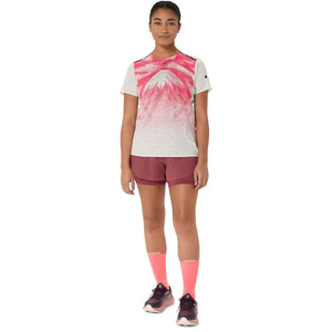 Asics Fujitrail Elite Graphic SS Top Women Cream חולצת ריצה לנשים