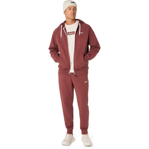 Asics Logo Fleece Full Zip Hoodie Men - Rusted Rock ג'קט אסיקס לגברים