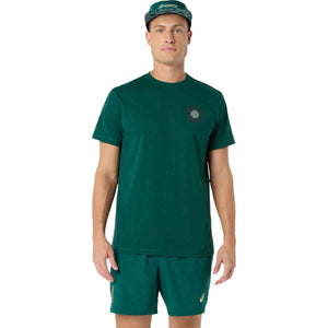 Asics Padel Court Graphic SS Top Men Jewel Green חולצת אסיקס פאדל לגברים