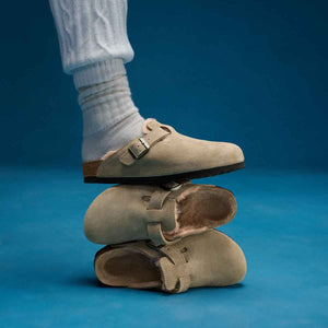 Birkenstock Boston Shearling Taupe כפכפי בירקנשטוק בוסטון פרווה טיופ לנשים
