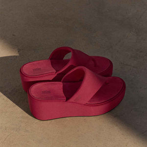 Fit Flop Platfformss Wedge Toe Post Burnt Berry סנדלי פיטפלופ לנשים אדום