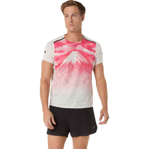 Asics Fujitrail Elite Graphic SS Top Men Cream חולצת ריצה לגברים