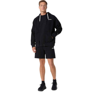 Asics Logo Fleece Full Zip Hoodie Men Performance Black ג'קט אסיקס לגברים