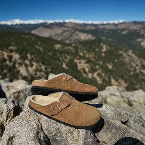 Birkenstock Boston Shearling Dark Tea כפכפי בירקנשטוק בוסטון לנשים