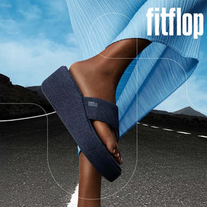 Fit Flop Platfformss Wedge Toe Post Denim Dark Denim סנדלי פיטפלופ לנשים כחול