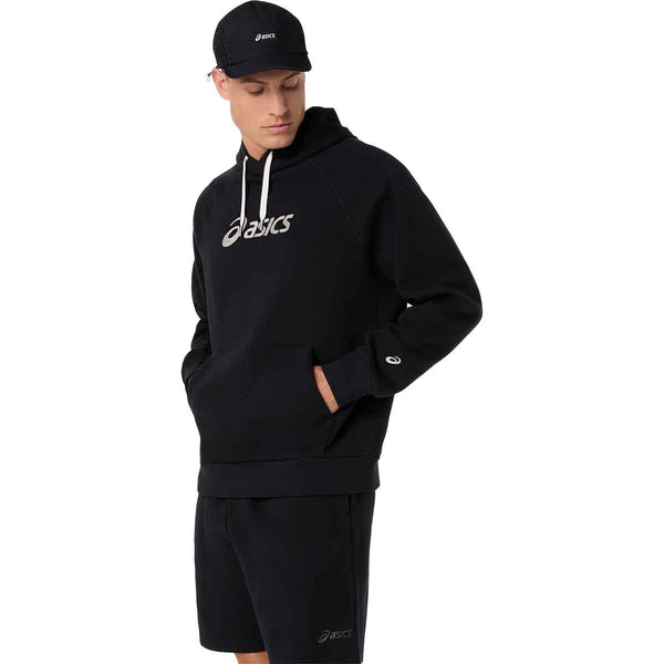 Asics Logo Fleece Hoodie Men Performance Black ג'קט אסיקס לגברים