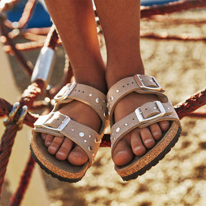 Birkenstock Arizona Rivet Border Kids Soft Birki Gray Taupe כפכפי בירקנשטוק אריזונה לילדים