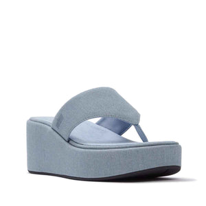 Fit Flop Platfformss Wedge Toe Post Light Denim סנדלי פיטפלופ לנשים