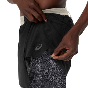 Asics Limited Series Metarun 4In 2-N-1 Short Men Black Cream מכנסי ריצה לגברים