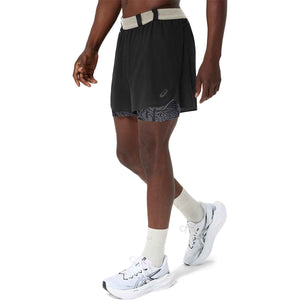 Asics Limited Series Metarun 4In 2-N-1 Short Men Black Cream מכנסי ריצה לגברים