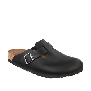 Birkenstock Boston Oiled Leather Black כפכפי בירקנשטוק יוניסקס בוסטון שחור עור
