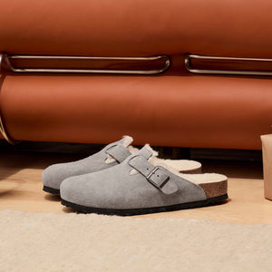 Birkenstock Boston Fell Stone Coin כפכפי בירקנשטוק בוסטון פרווה סטון