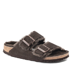 Birkenstock Arizona Fell Mocca בירקנשטוק כפכפי נשים אריזונה עם פרווה