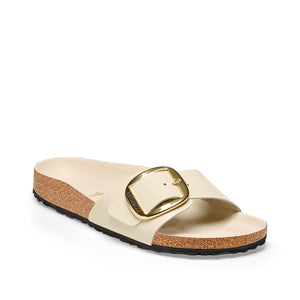 Birkenstock Madrid Big Buckle High Shine Ecru כפכפי בירקנשטוק מדריד אבזם קרם לנשים