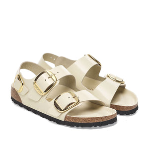Birkenstock Milano Big Buckle High-Shine Ecru סנדלי בירקנשטוק מילאנו אבזם בז