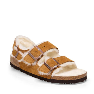 Birkenstock Milano Suede Shearling Mink סנדלי בירקנשטוק מילאנו פרווה מינק