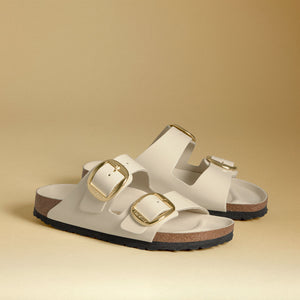 Birkenstock Arizona Big Buckle High Shine Ecru בירקנשטוק כפכפי נשים