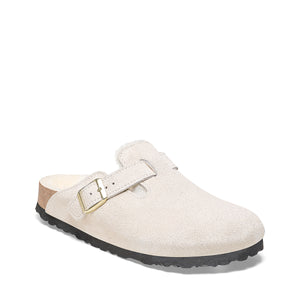 Birkenstock Boston Shearling Antique White בוסטון פרווה לבן עתיק בירקנשטוק כפכפי נשים