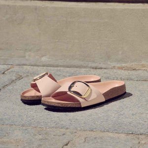 Birkenstock Madrid Big Buckle High Shine New Beige כפכפי בירקנשטוק מדריד אבזם בז