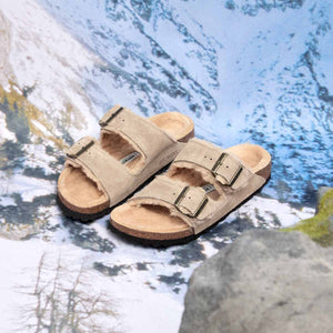 Birkenstock Arizona Shearling Taupe בירקנשטוק אריזונה פרווה טיופ כפכפי נשים