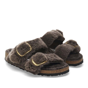 Birkenstock Arizona Big Buckle Teddy Concr Gray כפכפי נשים בירקנשטוק