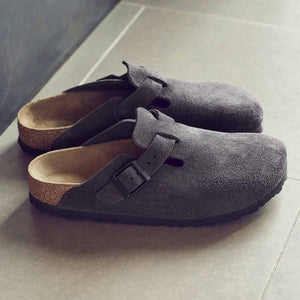 Birkenstock Boston Velvet Grey כפכפי בירקנשטוק בוסטון קטיפה אפור