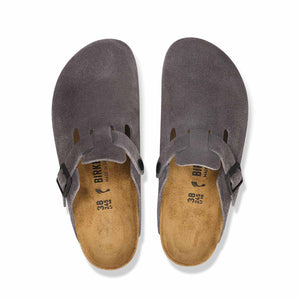 Birkenstock Boston Velvet Grey כפכפי בירקנשטוק בוסטון קטיפה אפור