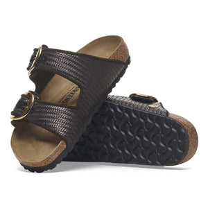 Birkenstock Arizona Big Buckle Raffia Black כפכפי נשים בירקנשטוק אריזונה אבזם ראפיה שחור