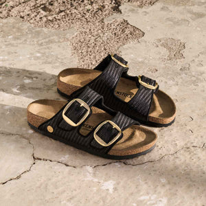 Birkenstock Arizona Big Buckle Raffia Black כפכפי נשים בירקנשטוק אריזונה אבזם ראפיה שחור