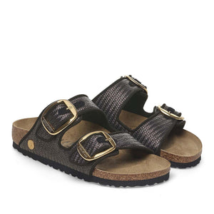 Birkenstock Arizona Big Buckle Raffia Black כפכפי נשים בירקנשטוק אריזונה אבזם ראפיה שחור